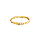 Ring - Stainless Steel - Zirkonia - The Minimal - maat 18