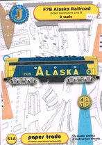 bouwplaat / modelbouw in karton: trein; F7B Alaska Railroad, unit B, schaal O