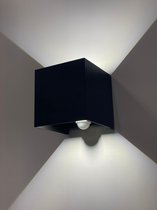 Lura Life - Applique Design Cube avec détecteur de mouvement - LED - Zwart - Étanche IP65 - Convient pour une utilisation intérieure et extérieure - Détecteur de Motion
