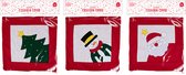 Kerst kussenhoesjes - set van 3 stuks - maat 41x41 - Kerstboom - Kerstman - Sneeuwpop