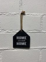 Deco leisteen met ophangkoordje - huis - Home sweet home - 10x9cm - Woonaccessoires