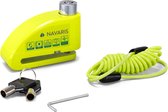 Navaris motor remklauw 110 dB slot - Geschikt voor motor, scooter, snorfiets - Groen - Met herinneringkabel