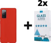 Siliconen Backcover Hoesje Samsung Galaxy S20 FE Rood - 2x Gratis Screen Protector - Telefoonhoesje - Smartphonehoesje