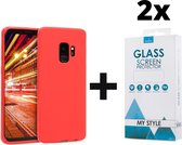 Siliconen Backcover Hoesje Samsung Galaxy S9 Rood - 2x Gratis Screen Protector - Telefoonhoesje - Smartphonehoesje