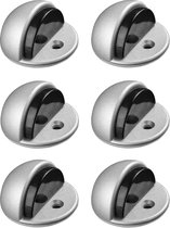 Navaris vloergemonteerde deurstoppers 6 stuks - Metalen koepelvormige deurstopper met matzilverkleurige afwerking - Plaats met lijm of schroef