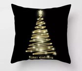 Kerst kussenhoes Design 5 Zwart met Gouden Kerstboom|Kerst kussen| Kerstdagen | Feestdagen |Kerst |Decoratie |Woondecoratie |Kussenslopen |December |Cadeau
