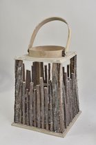 Oneiro’s Luxe lantaarn PABLO Bruin – ø 22x22x30/41 cm – metaal - kaarsenhouder – waxinelicht houder - windlicht - decoratie - naturel – tuindecoratie – relief