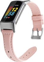 Bandje leer roze geschikt voor Fitbit Charge 5