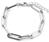 Armband Dames - Schakels Ovaal - RVS - Verstelbaar 16-21 cm - Zilverkleurig