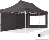 3x6m easy up partytent vouwtent  2 zijwanden (met panoramavensters) paviljoen PES300 stalen frame grijs