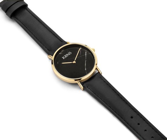 KRNS 1025 - Montre - Analogique - Femme - Femme - Bracelet en cuir - Cadran marbré - Zwart - Doré