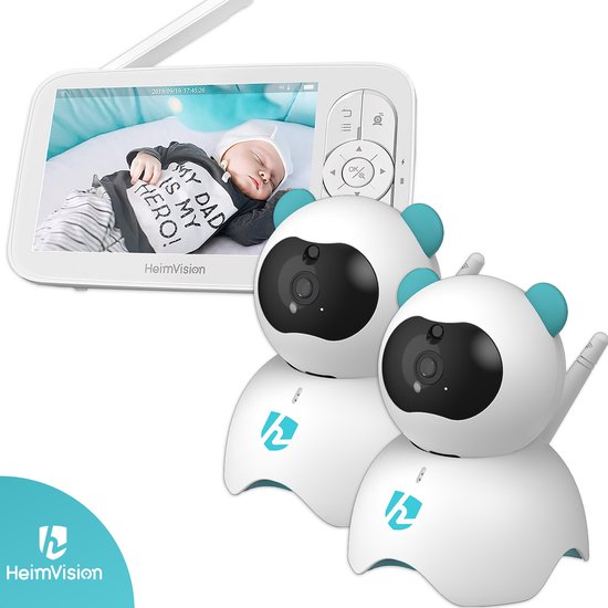 HeimVision© Babyfoon met 2 camera's – Baby monitor – EXTRA camera - HD Scherm – Vanaf afstand bedienen – WiFi – Premium Model