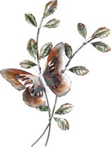 wanddecoratie metaal  afbeelding vlinder op tak voor aan de muur schilderij