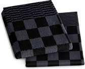 Theedoek - Handdoek - Vaatdoek - 100% Katoen - 3 Theedoeken + 3 Handdoeken - Vaatdoeken - Pompdoek - Zwart/Grijs
