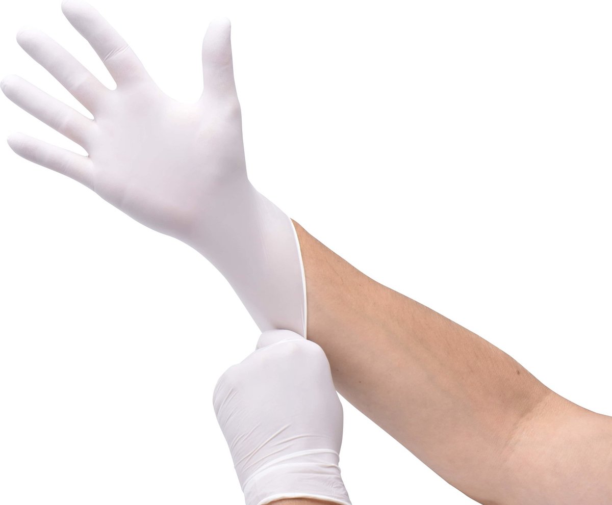 Handschoenen Wegwerp-Latex - Gloves -powder disposablos- 100 st- WIT Maat Large - BPARS BV