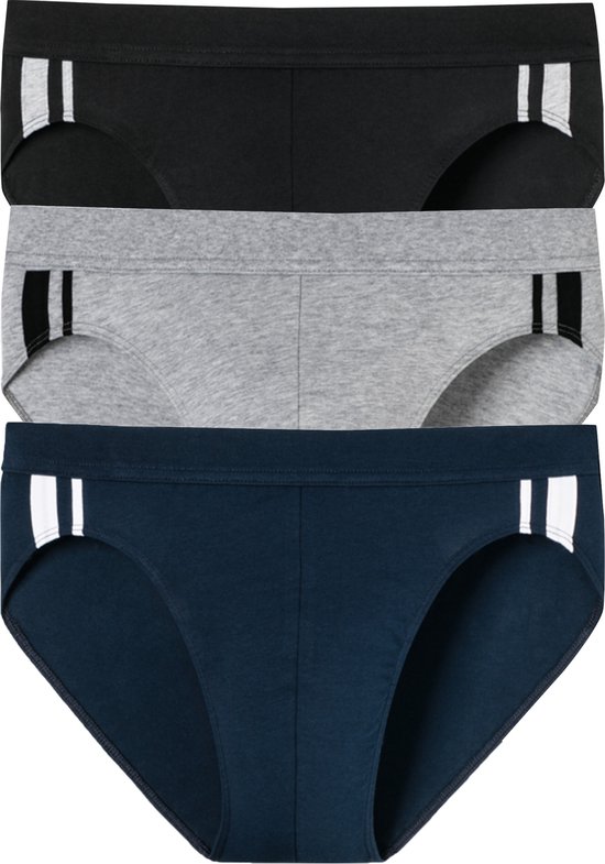 SCHIESSER 95/5 Stretch rio slips (3-pack) - zwart - blauw en grijs