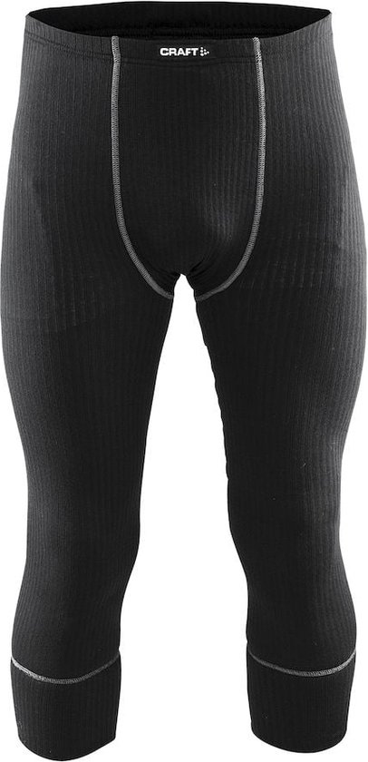 Zwarte 3/4 thermobroek van Craft met grijze stiksels en geribbelde textuur.