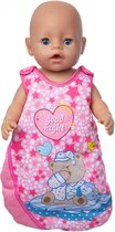 Dolldreams | Slaapzak voor poppen tot 40CM | Roze Goodnight | Poppen trappelzak geschikt voor kleine baby born