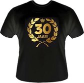 Funny zwart shirt. Gouden Krans T-Shirt - 30 jaar - Maat S
