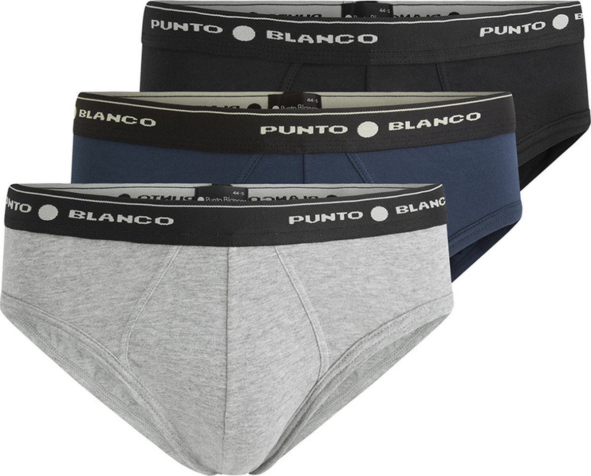 Punto Blanco Slips Heren | Ondergoed Heren Slips | Zwart Grijs Blauw | Basix 3-pack 53489-10 595 L