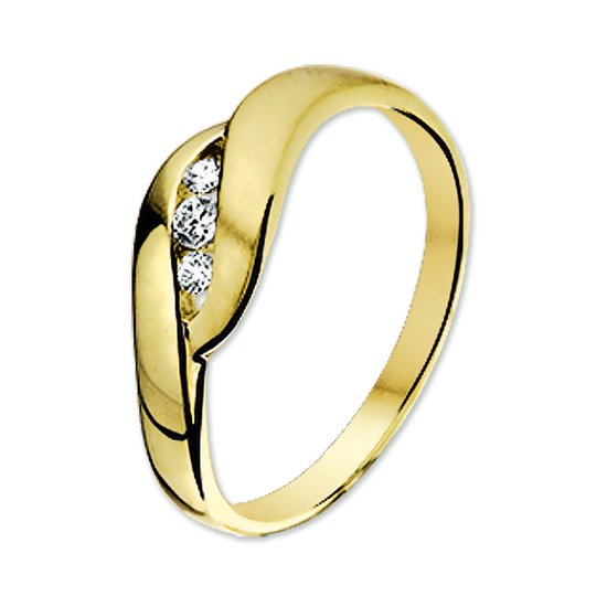 The Jewelry Collection Ring Zirkonia Poli/mat - Geelgoud (14 Krt.)