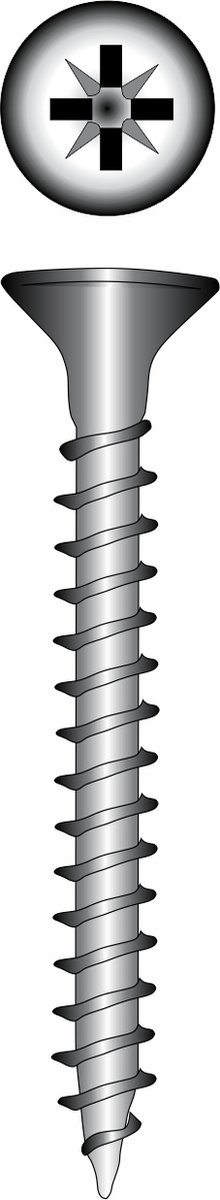 STARX. Spaan-Plaat-Schroef gebichromatiseerd 4.0 x 30 mm. Platkop Pozidrive-2. 12 stuks Hout-Schroeven.