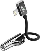 Durata iPhone Audio Adapter Lightning Naar USB - Splitter Lightning to USB 2.0 - 3.5 mm Jack Stereo Sound Zwart DR-L07