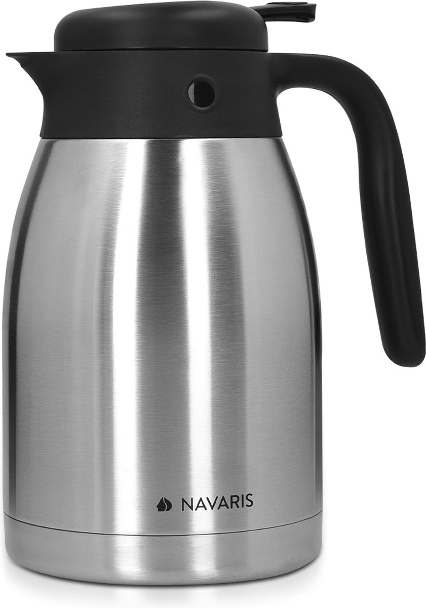 Navaris RVS koffiekan - Vacuüm geïsoleerde koffie, thee, vloeistof, drinkfles dispenser - Warme en koude dranken horeca pot - 1,5 liter