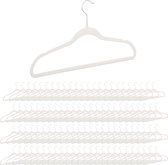 Relaxdays 100x kledinghangers fluweel wit - broekhanger - kleerhangers - draaibaar - dun