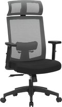 ZAZA Home Bureaustoel, bureaustoel met netbespanning, hoofdsteun en armleuningen, grijs