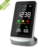 CO2 meter binnen - 3 in 1 Luchtkwaliteitsmeter - Hygrometer - draagbaar en oplaadbaar – Met alarm - OXify®