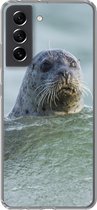 Geschikt voor Samsung Galaxy S21 FE hoesje - Noordzee - Zeehond - Water - Siliconen Telefoonhoesje