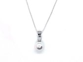 Ketting Dames- Zilver 925- Parel- Strass- Parelmoer- Wit- Vrouw- LiLaLove