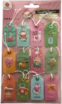 Deco Time - 3D Hangtag Stickers - 12 stuks - I LOVE YOU - Tekst/Hart - Roze/Blauw/Groen/Oranje/Geel