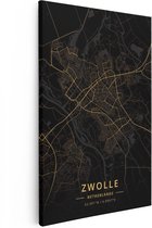 Artaza - Peinture sur Canevas - Carte de la ville Zwolle en or et noir - 40x60 - Petit - Photo sur Toile - Impression sur Toile