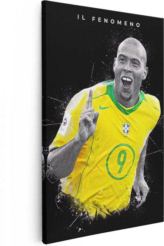 Artaza Canvas Schilderij Voetbalspeler Ronaldo Nazario bij Brazilië - 60x90 - Foto Op Canvas - Wanddecoratie