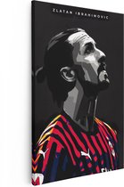 Artaza Canvas Schilderij Zlatan Ibrahimovic bij AC Milan in Geometrie - 20x30 - Klein - Foto Op Canvas - Canvas Print