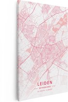 Artaza - Peinture sur Canevas - Carte de la ville Leiden en rouge - 40x60 - Petit - Photo sur Toile - Impression sur Toile