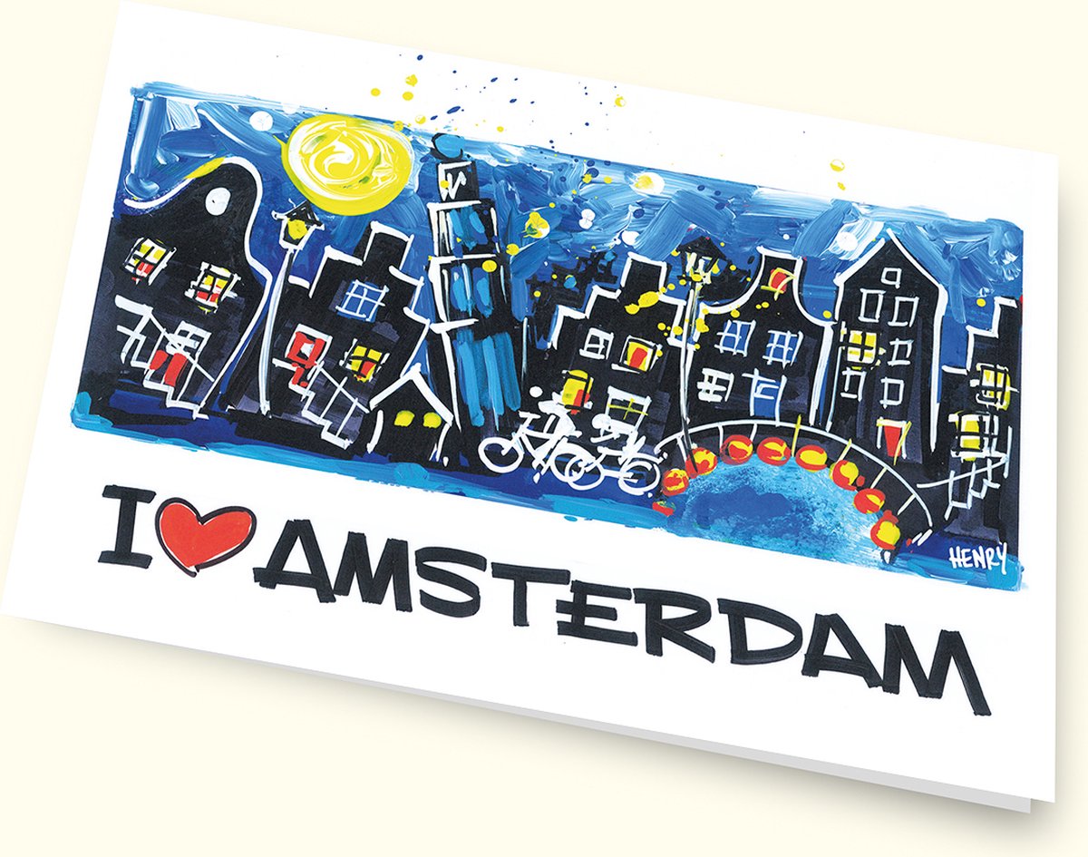 wenskaart / verjaardagskaart / feestkaart * I LOVE AMSTERDAM * 3 stuks - inclusief enveloppen