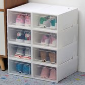 Milla Schoenenkast - Schoenen Dozen - Opbergdozen - Schoenen Organizer -  Opvouwbaar En Stapelbaar - 6 Stuks - Wit - 34x24x14 cm