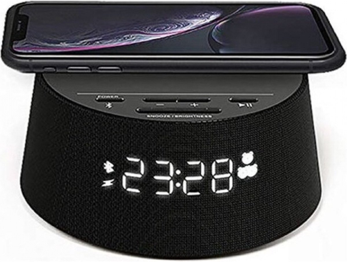 Philips Alarmklok - Draadloze Oplader - TAPR702/12 - FM Bluetooth - Wekker - Muziek - Smartphone Oplader - Multifunctioneel - Zwart