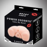 Power Escorts - Take Me Hard Laura - grote zware realistische Pussy & Ass Masturbator - 1,55 KG - Sappige kont - BR262 - beige - stoere Cadeaubox