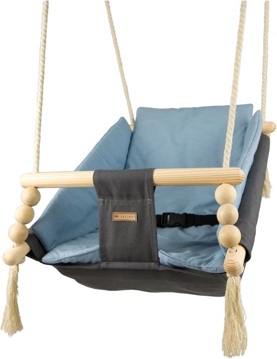 Babyschommel - voor binnen - antraciet blauw - tot 20 kg van Calmo by Mio Amore — afbeelding 2