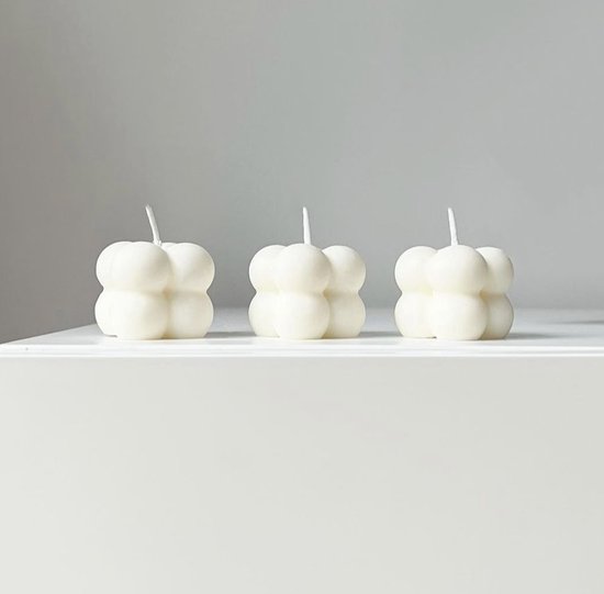 Set van 3 bubble kaarsen - zhdesign- geur vanille/sanelwood- 3 kaarsen  met... | bol.com