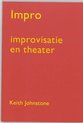 Boek met rode kaft. Grote gele letters: 'Impro improvisatie en theater'. Naam auteur onderaan.