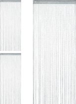 Relaxdays 3x Draadgordijn glitters zilver - deurgordijn - 90 x 245 cm - draadjesgordijn