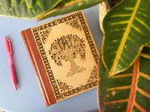 Vintage Leren Dagboek / Notitieboek Tree Of Life met houten kaft zonder lijntjes