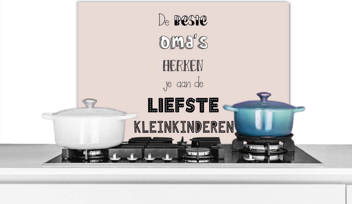 KitchenYeah Spatscherm 70x50 cm - Oma-quote aluminium