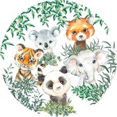 Muur sticker - jungle - decoratie slaapkamer - baby kamer - kinderkamer - jungle - dieren - koala - panda - tijger - vos - olifant - thema jungle - muursticker slaapkamer
