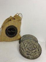 Onderzetters hout in jute zakje - 6 stuks - Grey Wash - 10cm